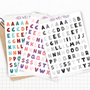 Planche de stickers Alphabet – Lettres block texturées (style craie) | Journaling & Bullet Journal