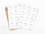 Stickers mini calendriers année 2027, différentes polices, avec ou sans en-têtes - 12 stickers par planche - Bullet Journal & Planner