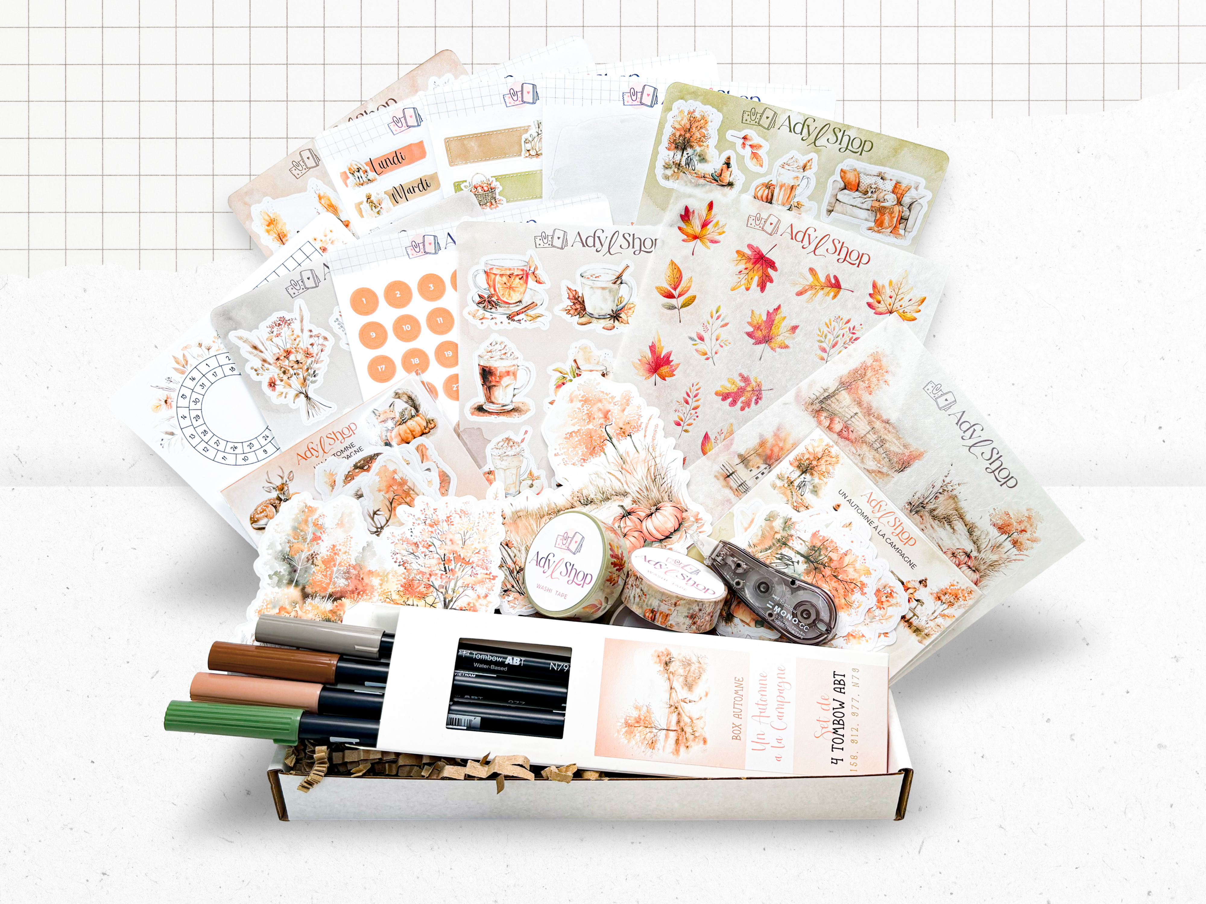 Box automne 2025 "Un Automne à la Campagne" - Planches et packs de stickers, autocollants, washi tape, scrapbooking - Bullet Journal