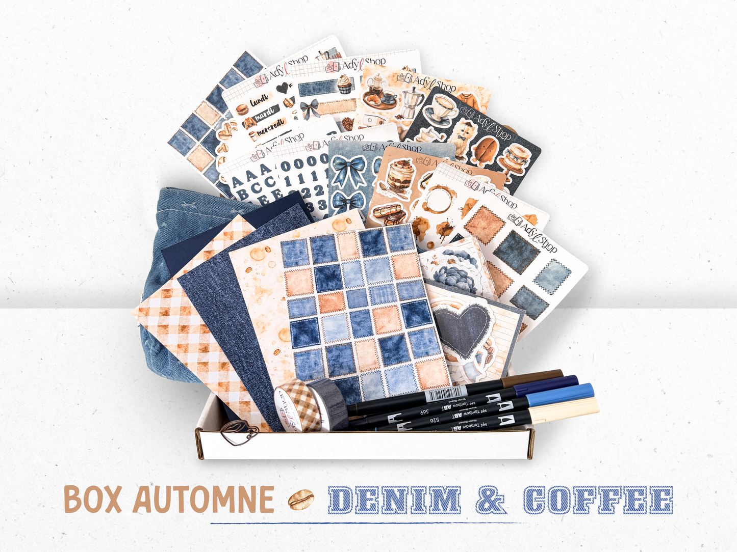 Box Automne « Denim & Coffee » - Box de papeterie créative en édition limitée