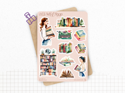 Planches de Stickers "Book Lover" - Autocollants sur le thème des livres et de la lecture - Page de couverture - Bullet Journal / Planner