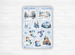 Sticker sheets - "Snow Day" - Watercolor illustrations : winter, snow, Christmas - Headers - Bullet Journal / Planner sticker sheet