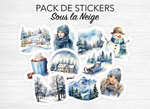 Sticker pack - "Snow Day" - Watercolor illustrations : winter, snow, Christmas - 10 die-cut stickers - Bullet Journal / Planner sticker sheet