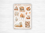 Sticker sheets - "Fall Moments" - Watercolor illustrations : autumn, cozy vibe, soft colors - Bullet Journal / Planner sticker sheet