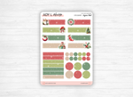 Planches de Stickers "Joyeux Noël" - Autocollants sur le thème de Noël, hiver, père Noël, cadeaux, houx, fêtes - Bullet Journal/Planner