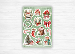 Pack de 10 stickers "Joyeux Noël" - Autocollants sur le thème de Noël, hiver, père Noël, cadeaux, houx - Die-cut - Bullet Journal/Planner