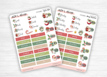 Sticker sheets - "Merry Christmas" - Watercolor illustrations : Christmas, winter, Santa, gifts - Christmas wreath - Cover page - Bullet Journal / Planner sticker sheet