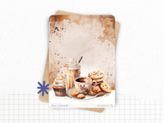 Planches de Stickers "Pause Gourmande" - Autocollants sur le thème de la gourmandise, café, chocolat, cupcake, cozy - Bullet Journal/Planner