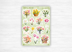 Sticker sheets - "Beautiful Tulips" - Watercolor illustrations : spring, flowers - Days of the week - Bullet Journal / Planner sticker sheet