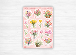 Sticker sheets - "Beautiful Tulips" - Watercolor illustrations : spring, flowers - Tulip wreath big sticker - Bullet Journal / Planner sticker sheet