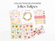 Complete collection of stickers - "Beautiful Tulips" - Watercolor illustrations : spring, flowers - Colorful tulips - Bullet Journal / Planner sticker sheet