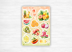 Pack de 12 stickers "Tutti Frutti" - Autocollants sur le thème de l'été et des fruits - Couleurs vitaminées - Bullet Journal Planner