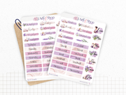 Planches de Stickers "Spa & Lavande" - Autocollants sur le thème du bien-être, soins beauté, cocooning, détente - Page de couverture mensuelle - Bullet Journal Planner