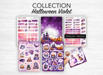 Planches de stickers "Halloween Violet" - Autocollants sur le thème de la magie, sorcellerie, Halloween, spooky - En-têtes et formes géométriques - Bullet Journal / Planner