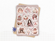 Collection de stickers "Automne Bohème" - Autocollants sur le thème de l'automne : citrouille, feuilles, cocooning, cozy - Bullet Journal