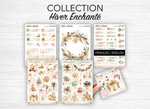 La collection complète de stickers &quot;Hiver Enchanté&quot; : 5 planches d&#39;autocollants et 1 pack de 11 stickers individuels.