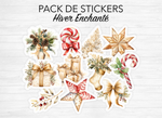 Sticker sheets - "Enchanted Winter" - Watercolor illustrations: Christmas, winter, ornaments, decoration - Cover page - Bullet Journal / Planner stickers