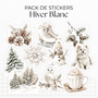 Pack de stickers "Hiver Blanc" - Autocollants die-cut sur le thème de l'hiver : neige, froid, vacances au ski - Bullet Journal & Planner