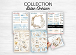 Planches de stickers "Brise Océane" - Autocollants sur le thème de l'été : vacances, plages, océan - Page de couverture mensuelle - Bullet Journal