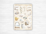 Planches de stickers "Brise Océane" - Autocollants sur le thème de l'été : vacances, plages, océan - Page de couverture mensuelle - Bullet Journal