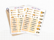 Sticker sheets - "Honey & Bees" - Watercolor illustrations: honey, bees, hive - Bullet Journal / Planner stickers