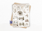 Planches de Stickers "Hiver Blanc" - Autocollants sur le thème de l'hiver : neige, froid, vacances au ski - Jours de la semaine - Bullet Journal & Planner