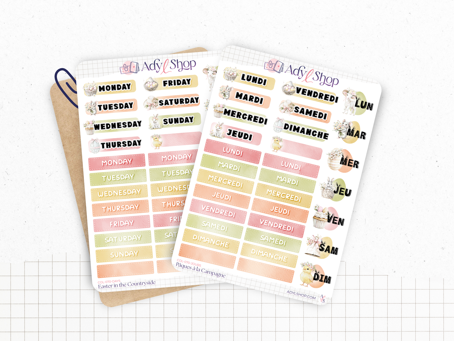Sticker sheets - "Easter in the Countryside" - Spring spirit and pastel colors - Bullet Journal & Planner