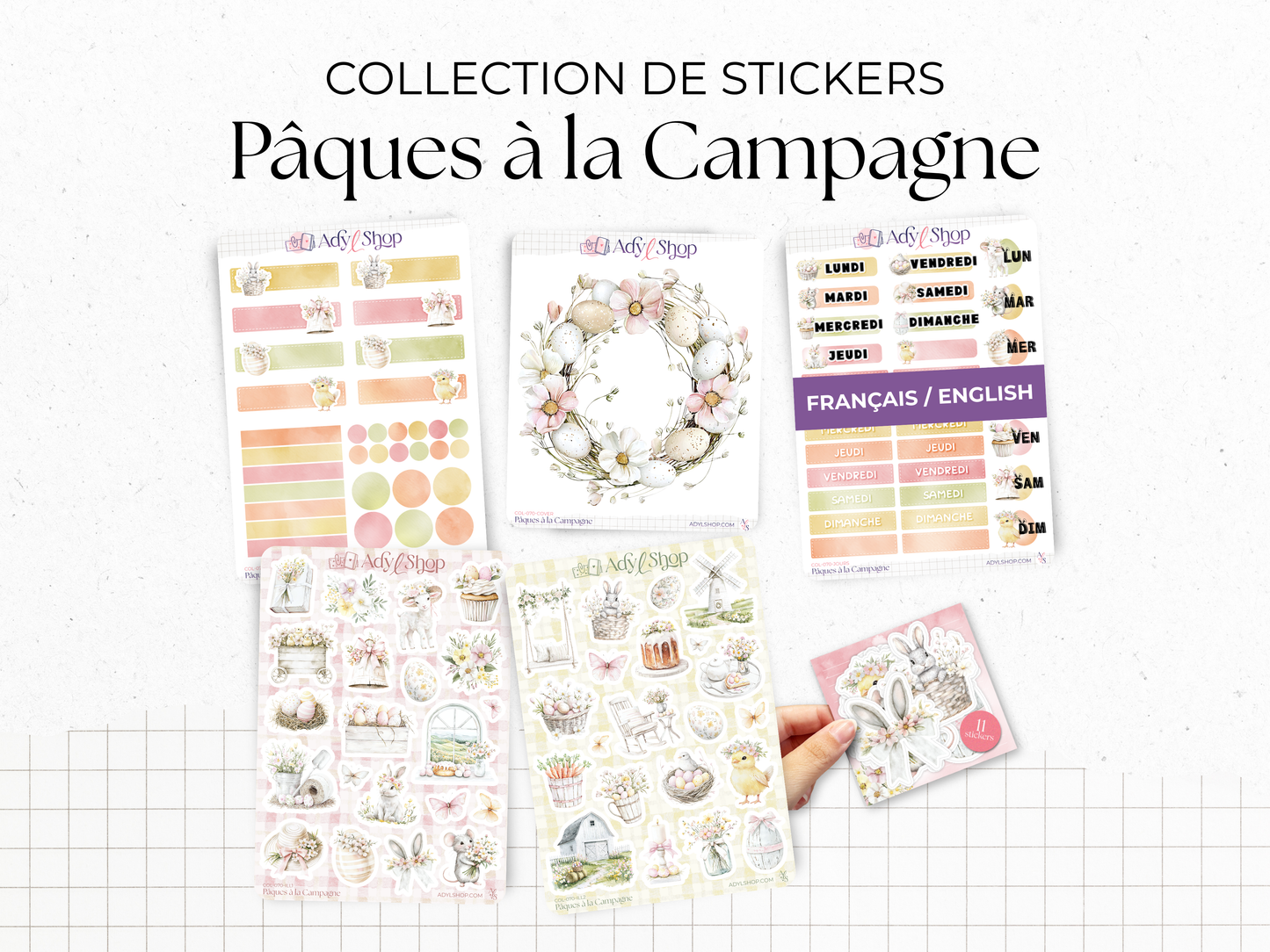 Sticker sheets - "Easter in the Countryside" - Spring spirit and pastel colors - Bullet Journal & Planner