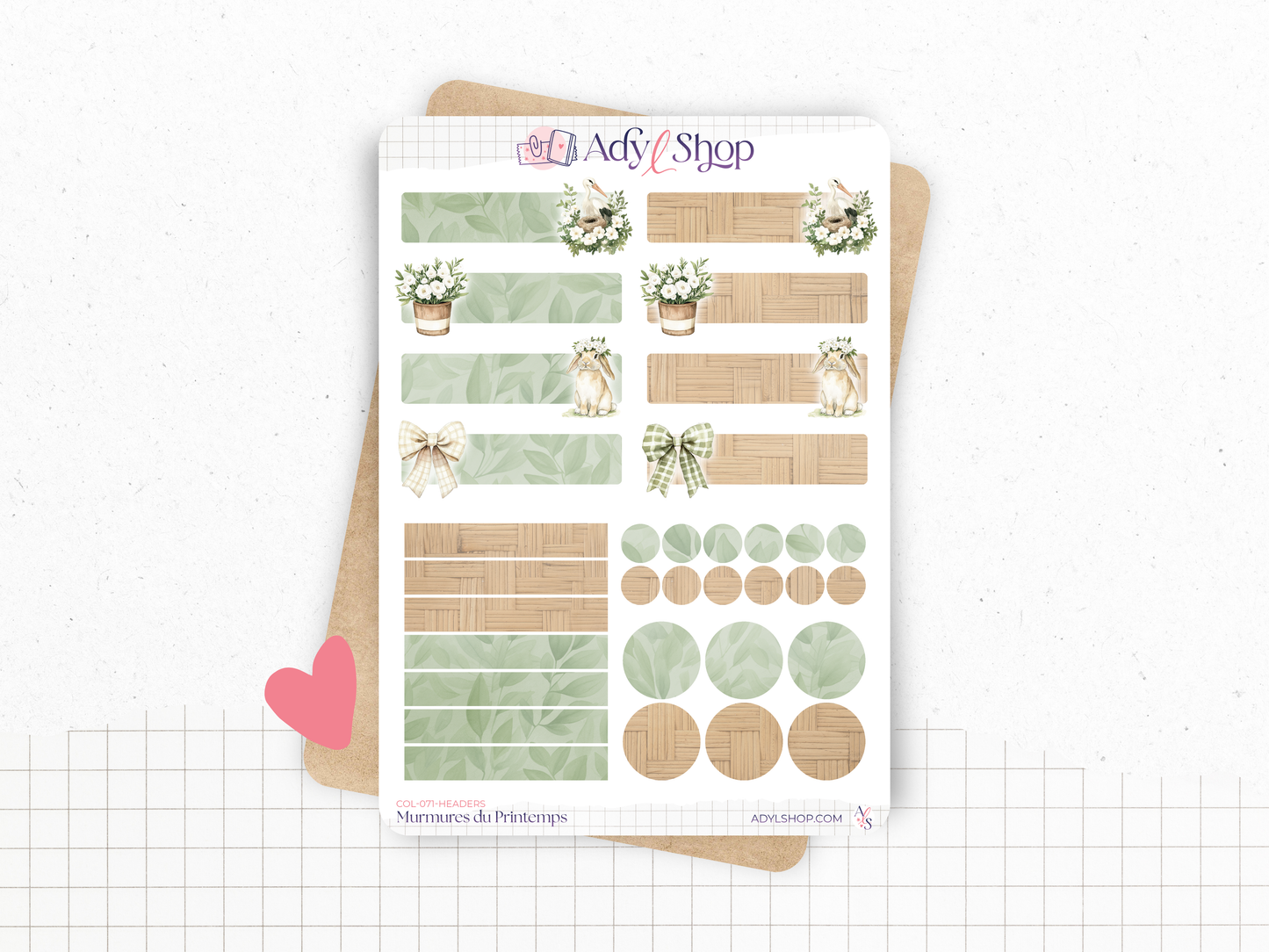 Planches de stickers "Murmures de Printemps" - Autocollants sur le thème du printemps, couleurs douces - Bullet Journal, journaling