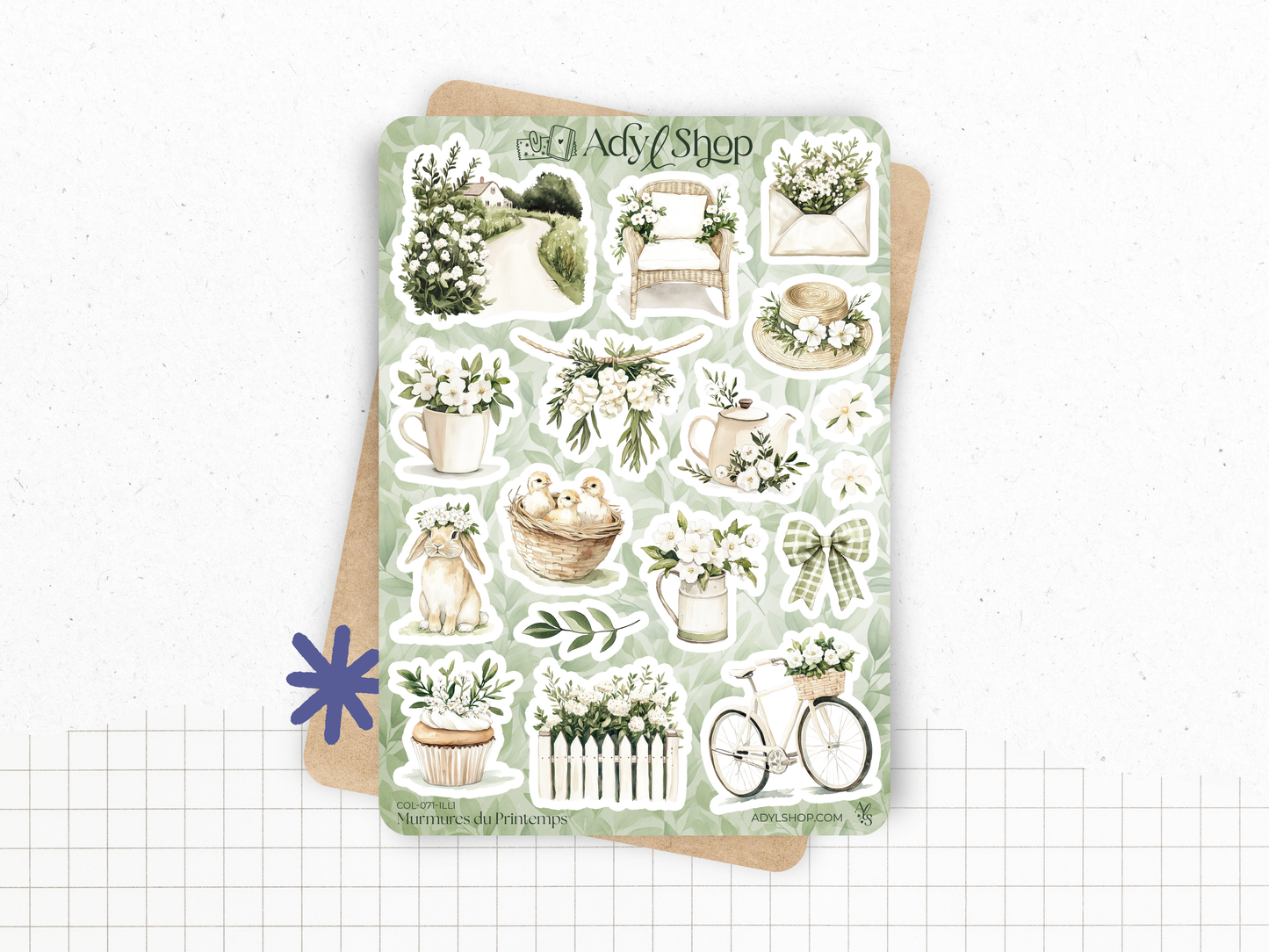 Planches de stickers "Murmures de Printemps" - Autocollants sur le thème du printemps, couleurs douces - Bullet Journal, journaling