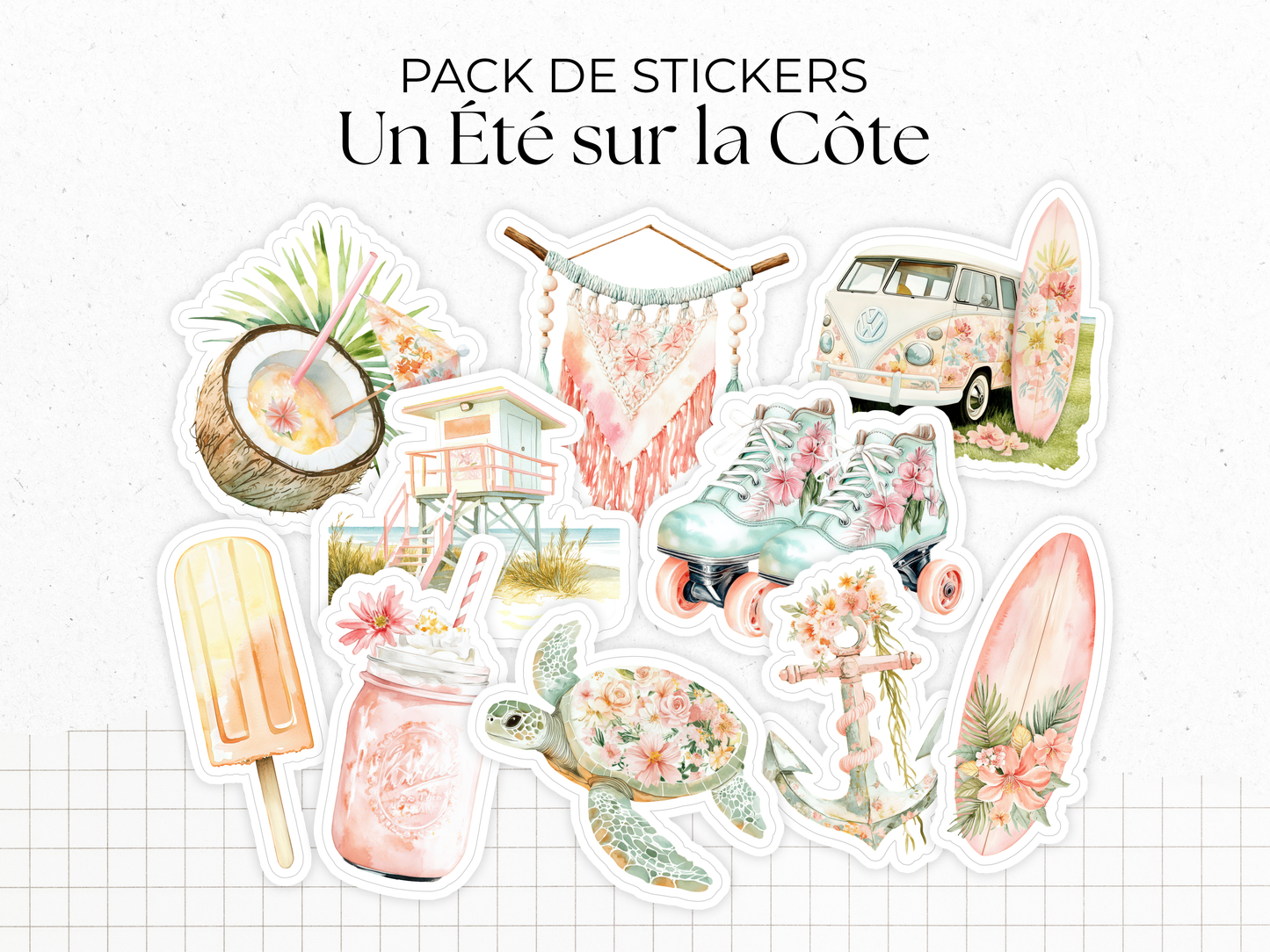 Sticker pack - "Dreamy Coast" - Summer stickers for your Bullet Journal & Planner