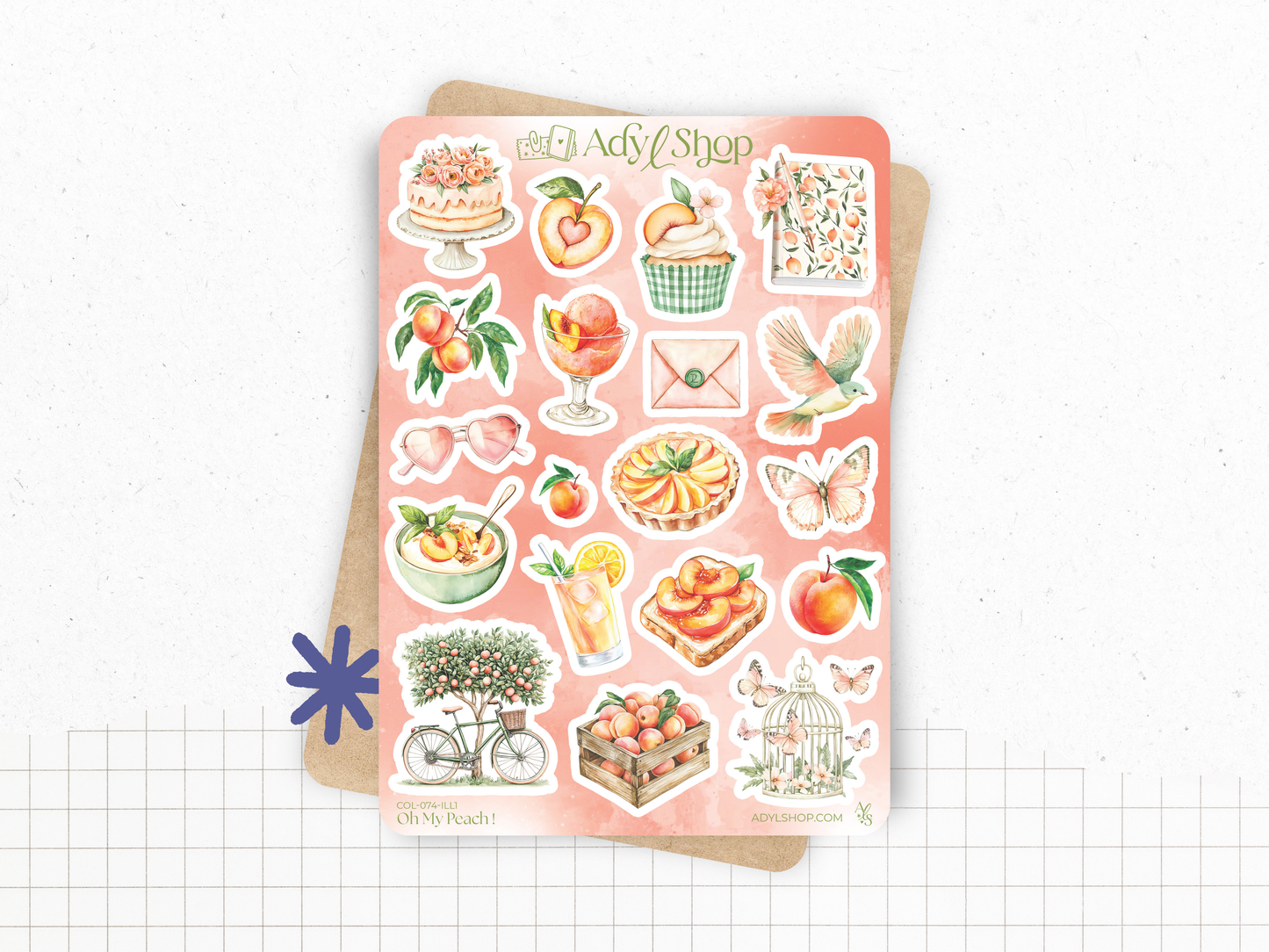 Sticker sheets - "Oh My Peach !" - Summer stickers for your Bullet Journal & Planner