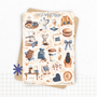 Planches de stickers "Denim & Coffee" - Autocollants sur le thème du café, du jean et du denim - Bullet Journal, journaling