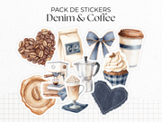 Sticker sheets - "Denim & Coffee" - Stickers for your Bullet Journal & Planner