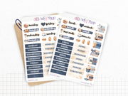 Sticker sheets - "Denim & Coffee" - Stickers for your Bullet Journal & Planner