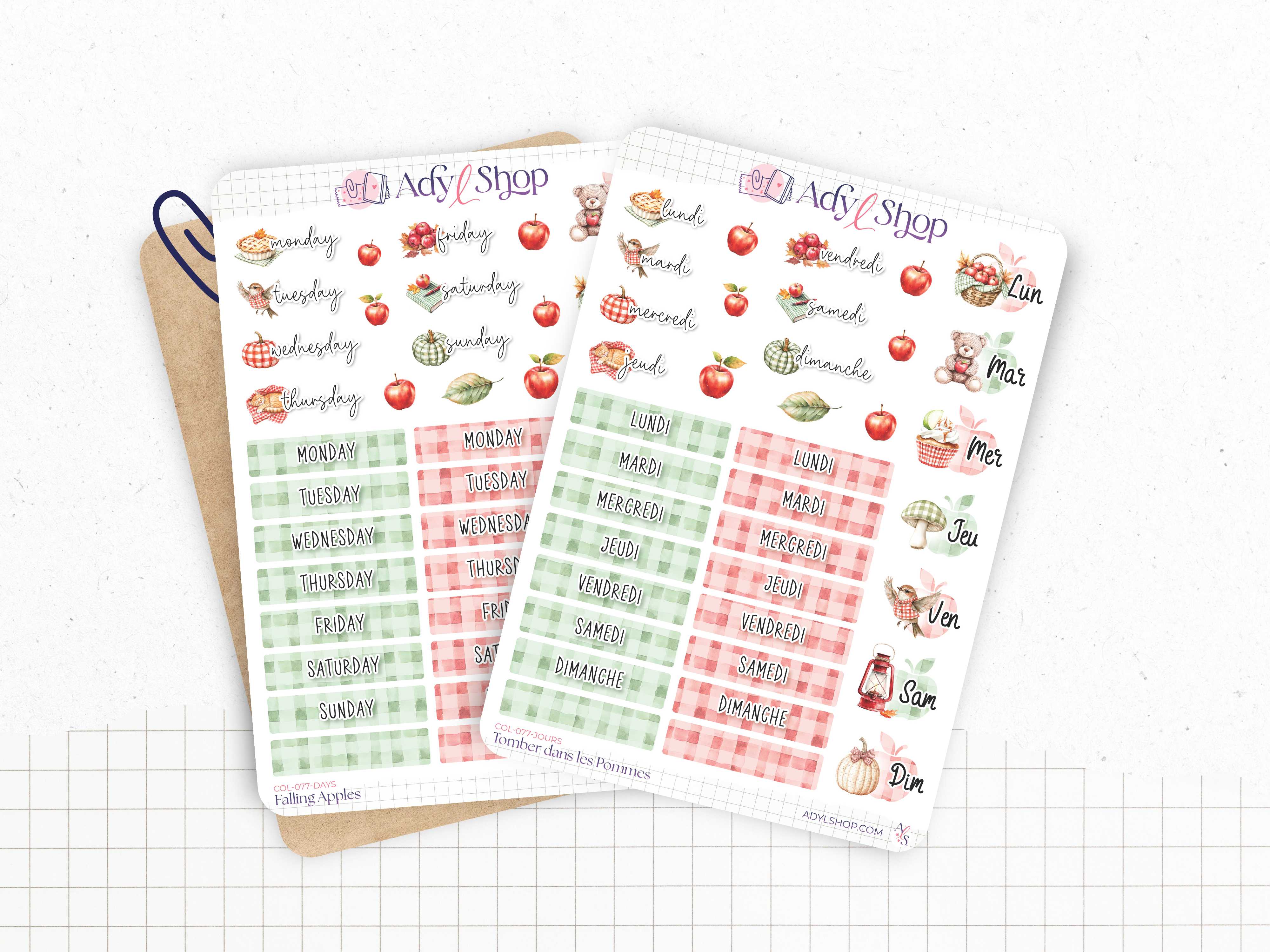 Sticker sheets - "Fallen Apples" - Fall stickers for your Bullet Journal & Planner