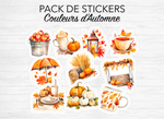 Sticker sheets - "Colors of Fall" - Watercolor illustrations - Days of the week - Bullet Journal / Planner sticker sheet
