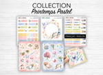 Collection of sticker sheets - "Pastel Spring" - Watercolor illustrations : spring, flowers, butterfly, pastel - Bullet Journal / Planner sticker sheet