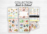 Complete collection "Back to School" - Watercolor illustrations : school supplies, stationery, art - Bullet Journal / Planner sticker sheet