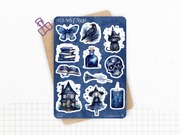 Planches de Stickers "Minuit" - Autocollants sur le thème de la magie, sorcellerie, Halloween - Bullet Journal / Planner