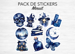 Planches de Stickers "Minuit" - Autocollants sur le thème de la magie, sorcellerie, Halloween - Headers - Bullet Journal / Planner