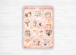 Sticker sheets - "Love is in the air" - Watercolor illustrations: love, Valentine's Day, hearts - Bullet Journal / Planner sticker sheet