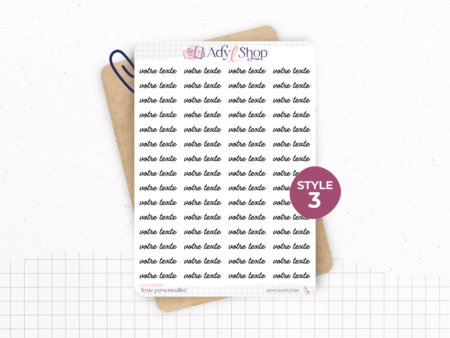 Custom Text stickers - Handwritten - Choose your font and your color for your text - Bullet Journal & Planner - Journaling