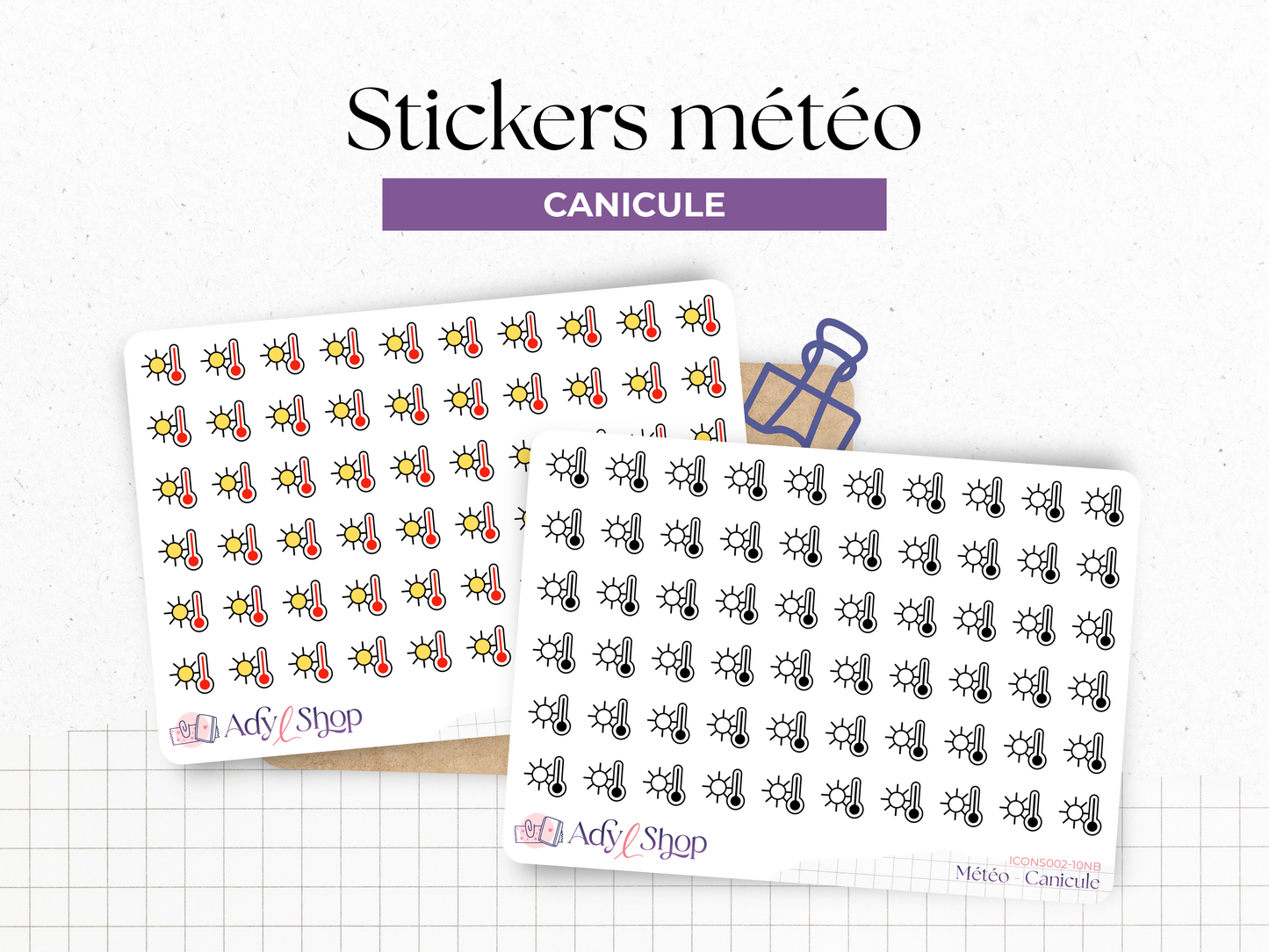 Weather stickers - icons - colors or black and white - different options - Bullet Journal & Planner - Doodles - Journaling