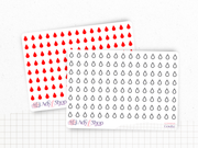Planche de stickers mini icônes "goutte" / "menstruations" - goutte d'eau, règles - Mini icon - Planner stickers - Minimal - Bullet Journal