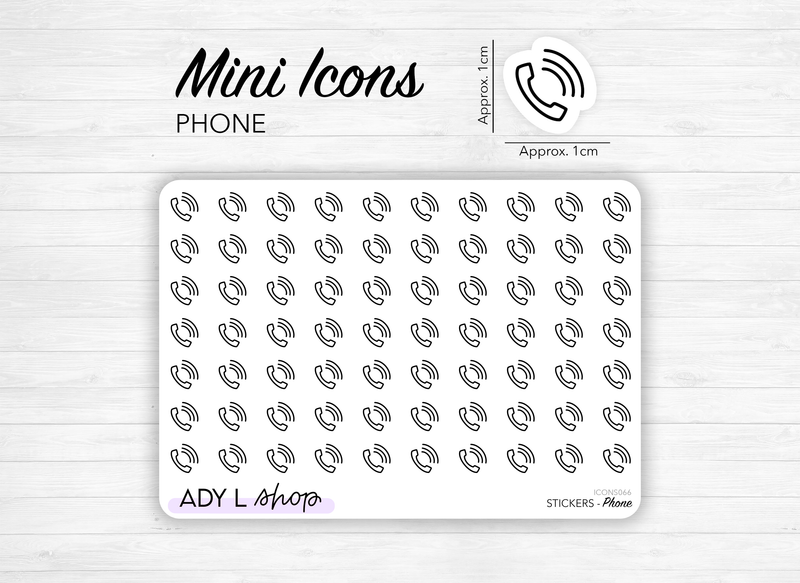 Mini icon stickers - Phone - Phone call - Planner stickers - Minimal, functional stickers - Bullet Journal - Sticker sheet