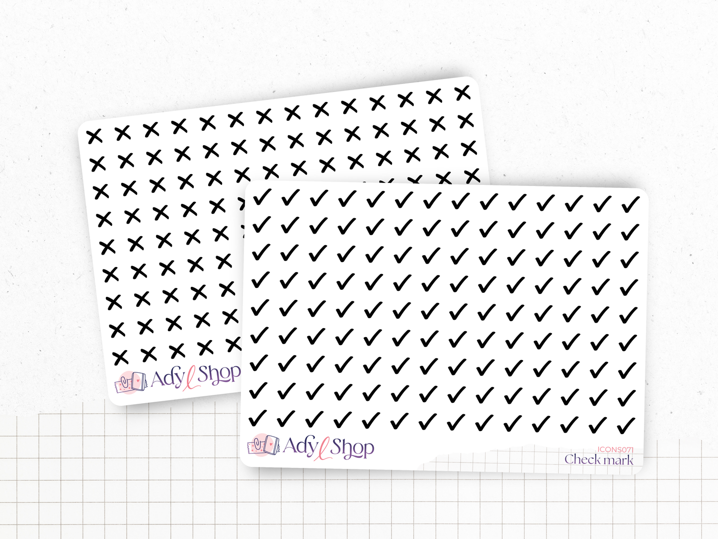 Planche de stickers mini icônes "check mark" - 2 options - Mini icon - Planner stickers - Minimal - Bullet Journal