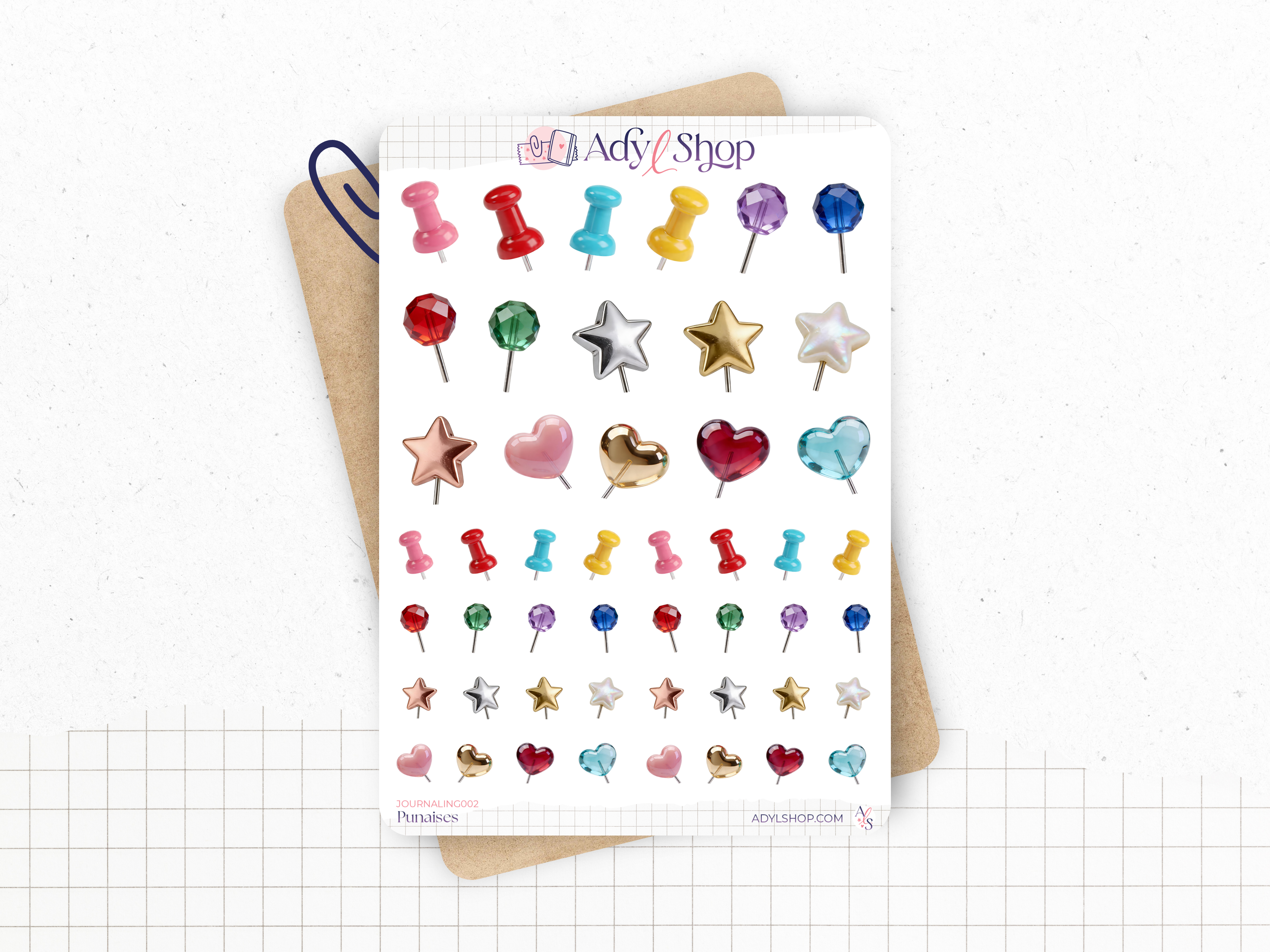 Planche de stickers "Punaises" - Autocollants pour le journaling