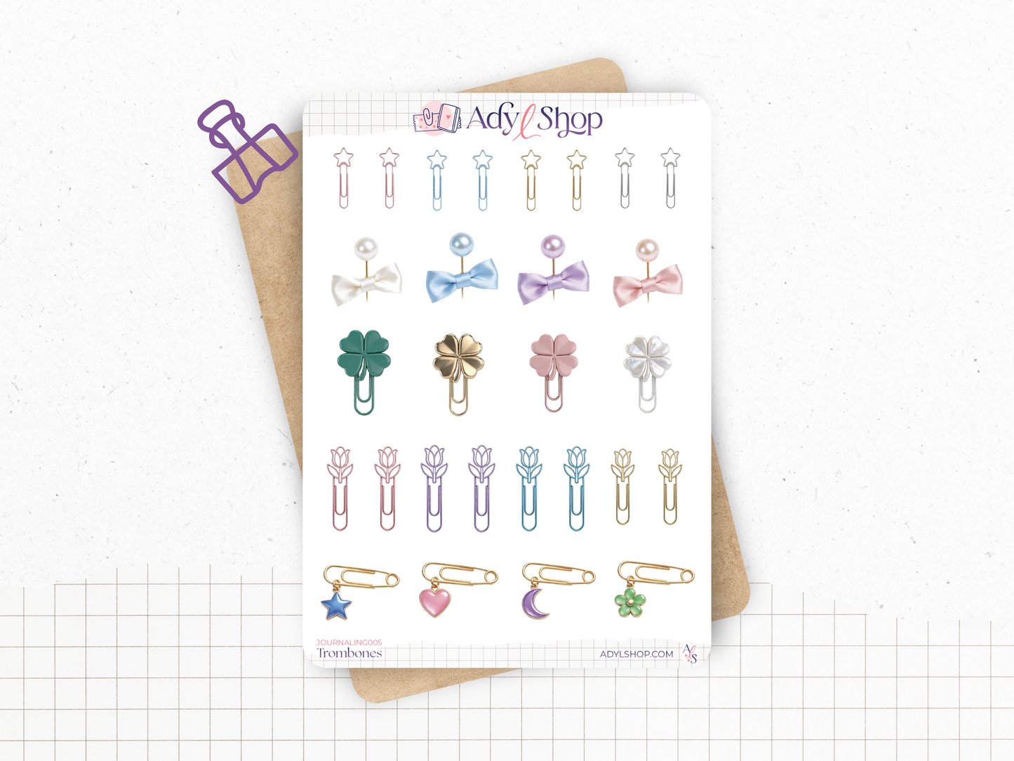 Sticker sheet - "Paper clips" - Journaling stickers