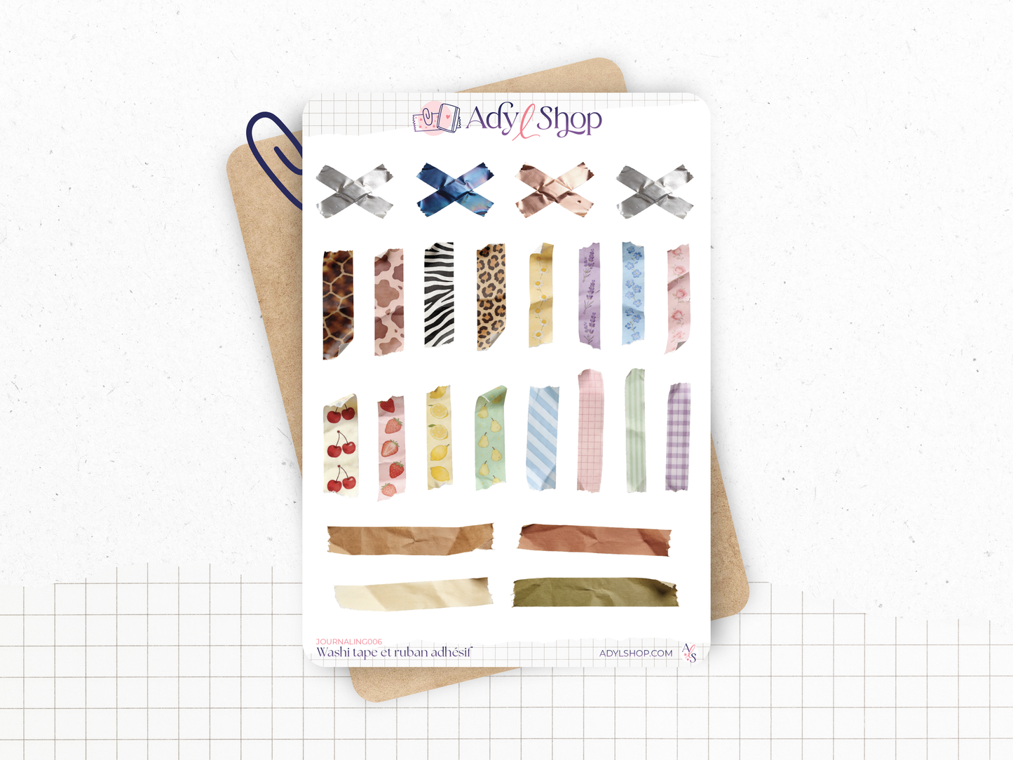 Sticker sheet - "Washi tape" - Journaling stickers